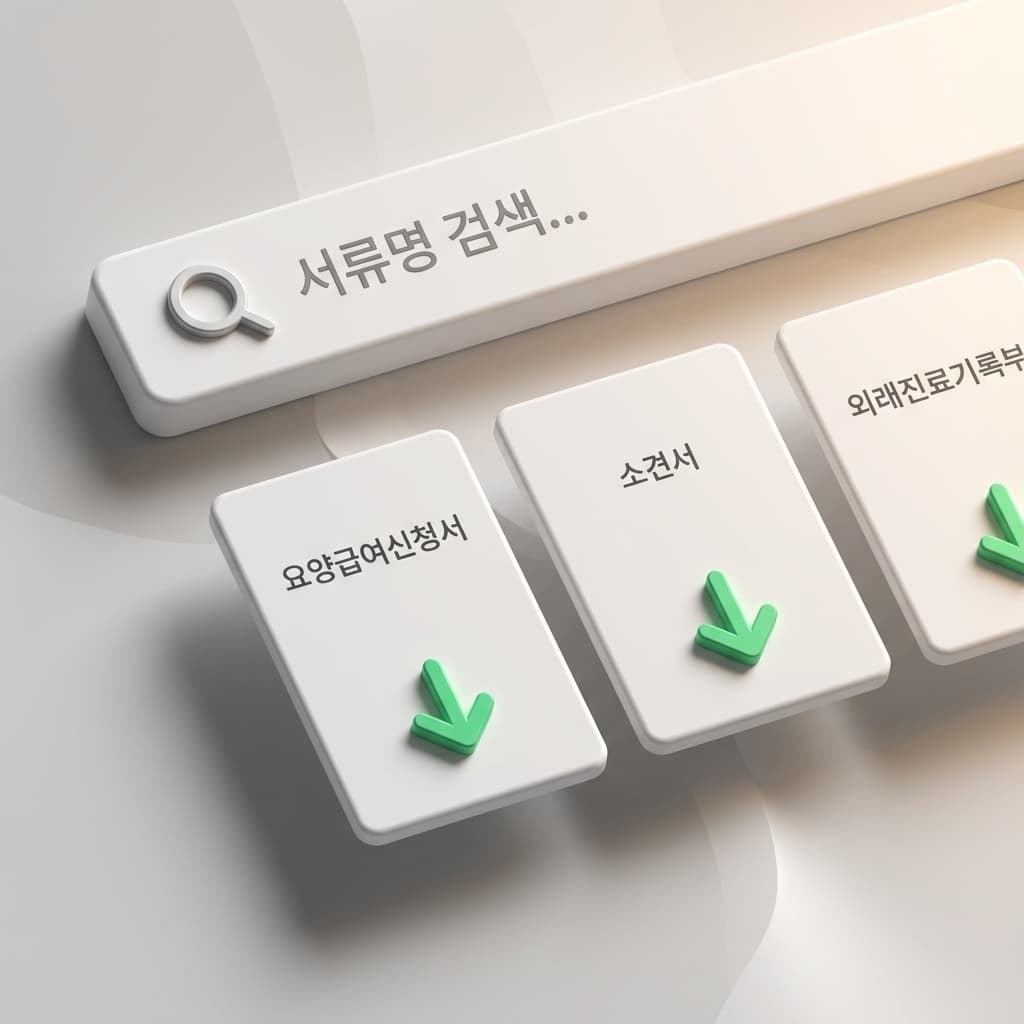 서류 검색 및 다운로드 화면